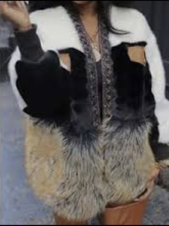 Jackets & Blazers - Mixed-Texture Teddy Jacket in Black, White & Tan